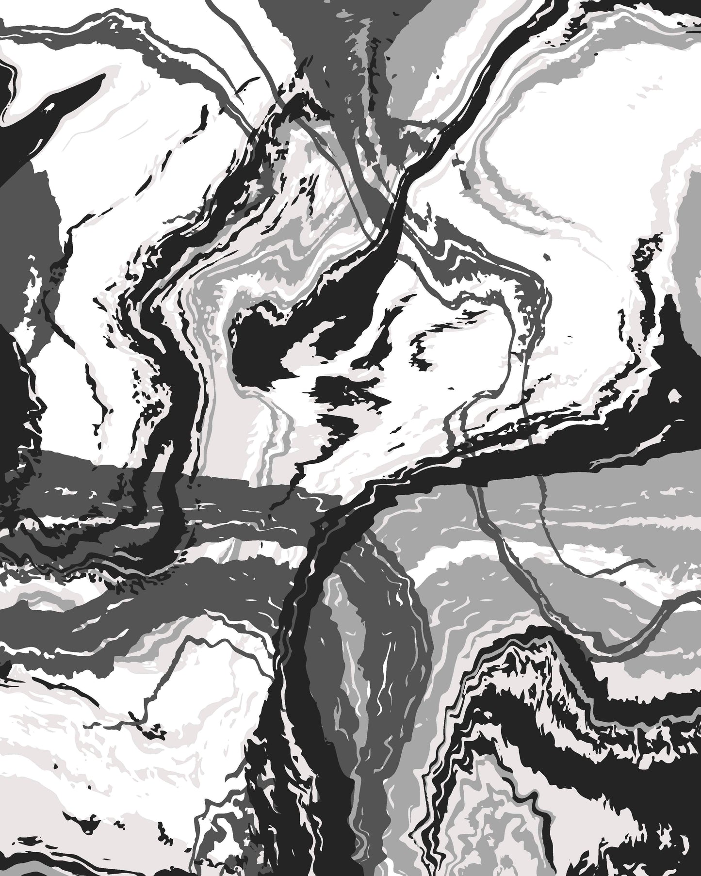 Abstract Art Print - Pollock Style B&W - 16 x 20